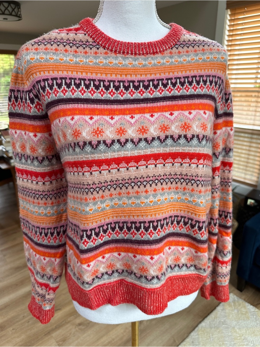 Vtg Y2K J. Crew Colorful crew neck Fair Isle Sweater - Picture 1 of 8